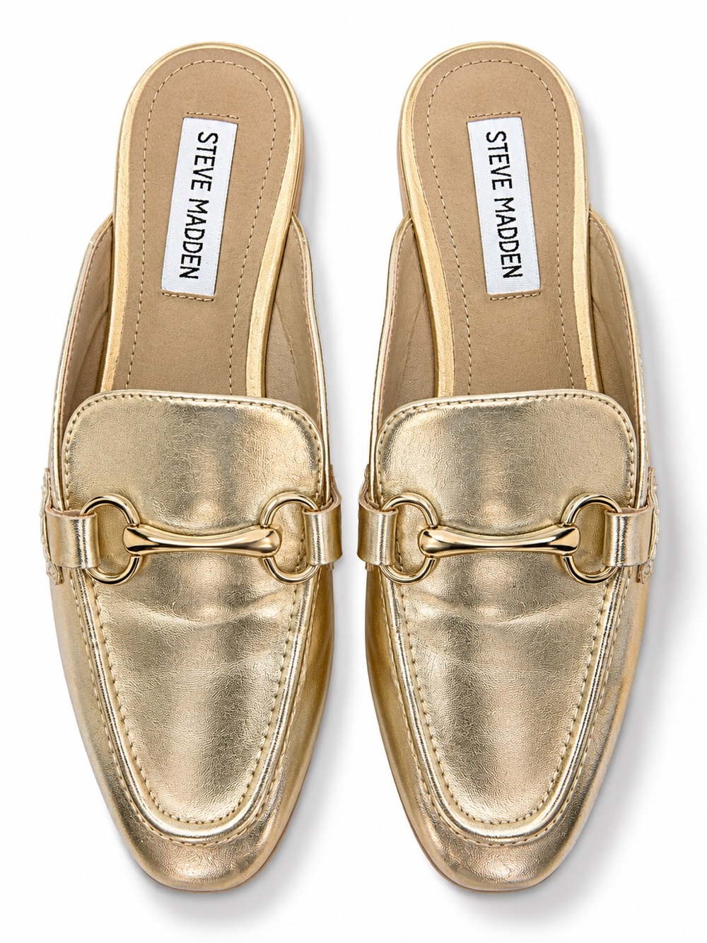 Steve Madden Gold Metallic Horsebit Loafer Mule Slides Women’s Flats Slip On 7